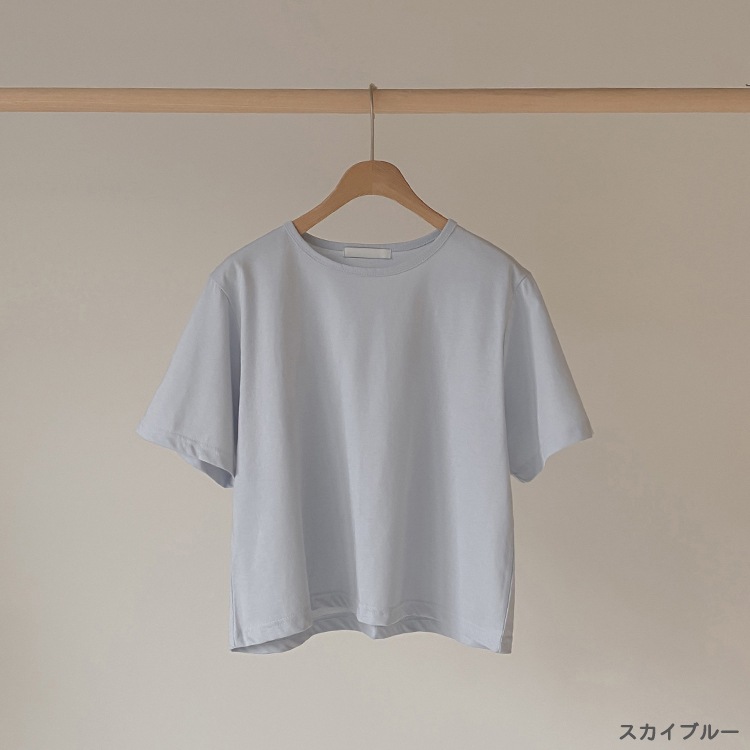 シャーベットカラー クロップド 半袖 Tシャツ