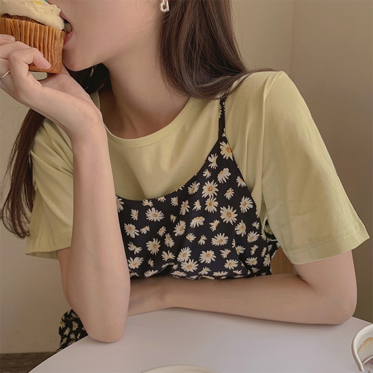 シャーベットカラー クロップド 半袖 Tシャツ