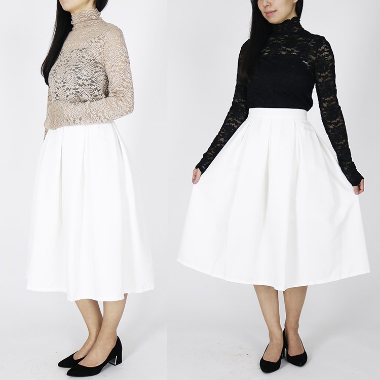 バイカラー 長袖レース パーティードレス