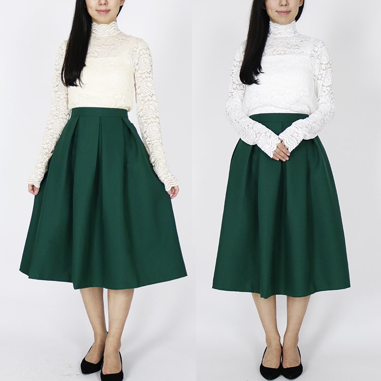 バイカラー 長袖レース パーティードレス