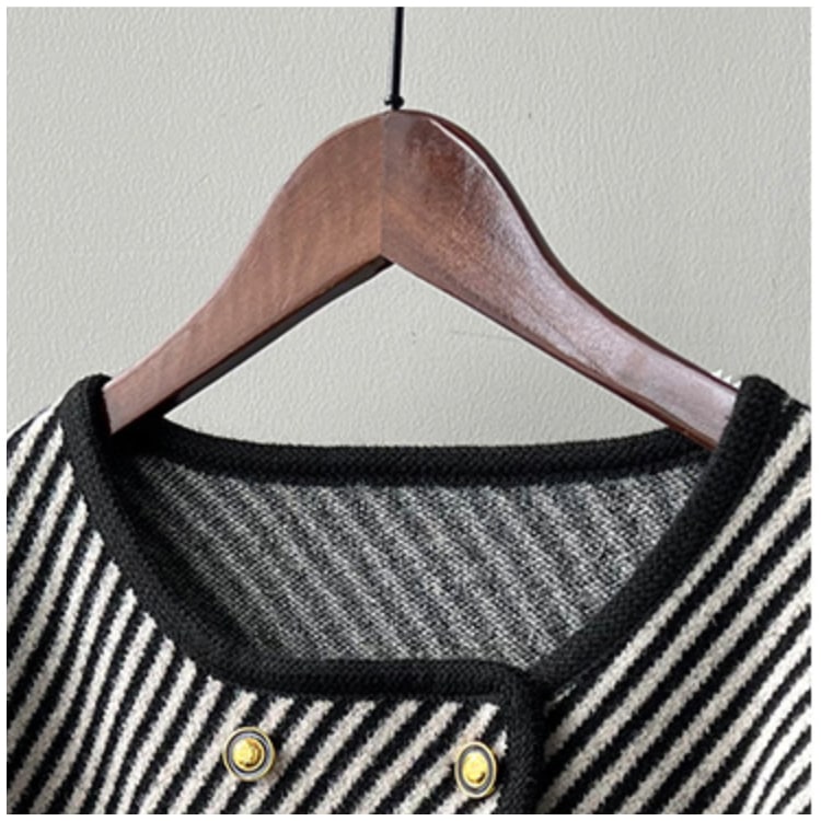 アンシンメトリー ボーダー柄 ノーカラー ジャケット コート