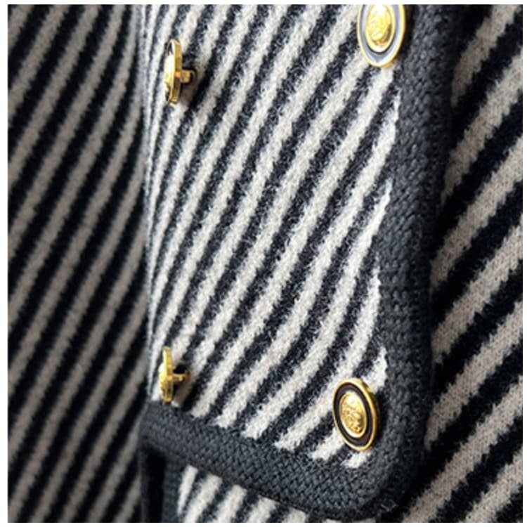 アンシンメトリー ボーダー柄 ノーカラー ジャケット コート