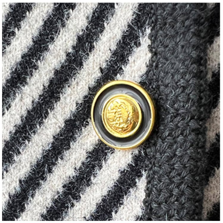 アンシンメトリー ボーダー柄 ノーカラー ジャケット コート