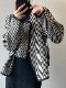 アンシンメトリー ボーダー柄 ノーカラー ジャケット コート