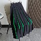 バイカラーストライプ ロング丈 プリーツ ニットスカート