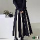 バイカラーストライプ ロング丈 プリーツ ニットスカート