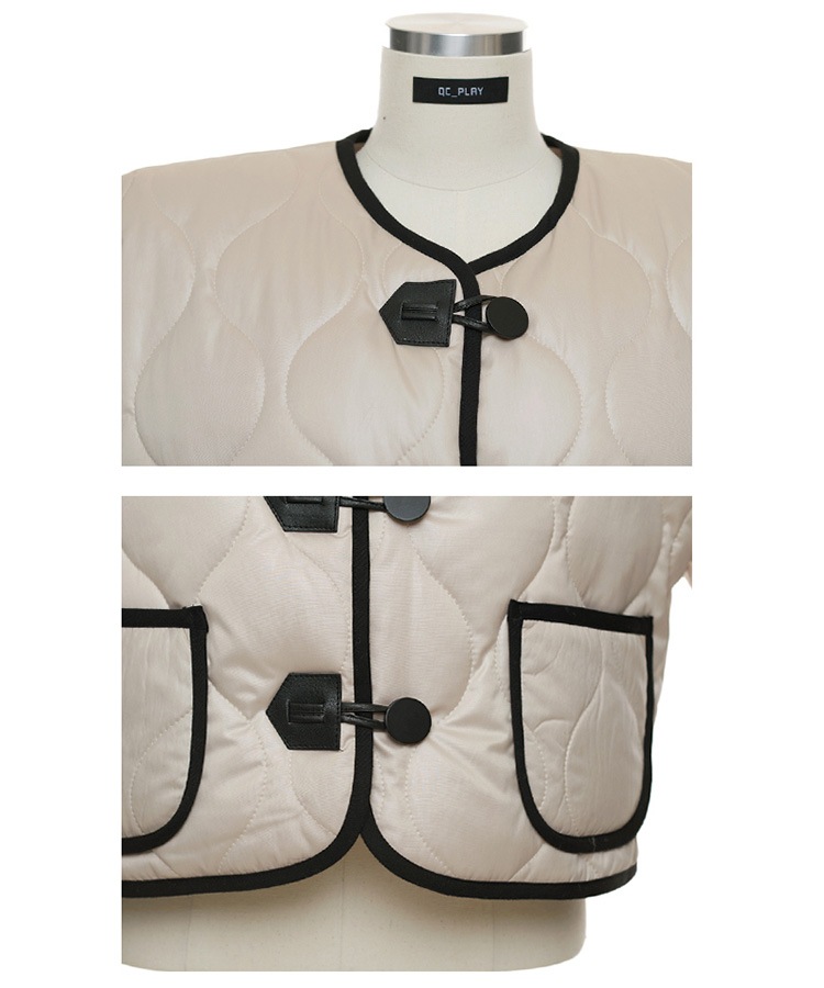 ショート丈 半袖 キルティング ダウンジャケット 

