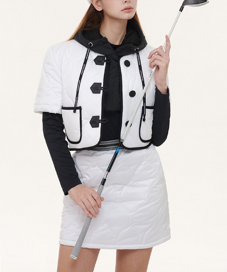 ショート丈 半袖 キルティング ダウンジャケット 

