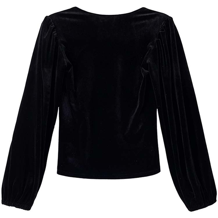 エレガント パフスリーブ 長袖 ベロア トップス