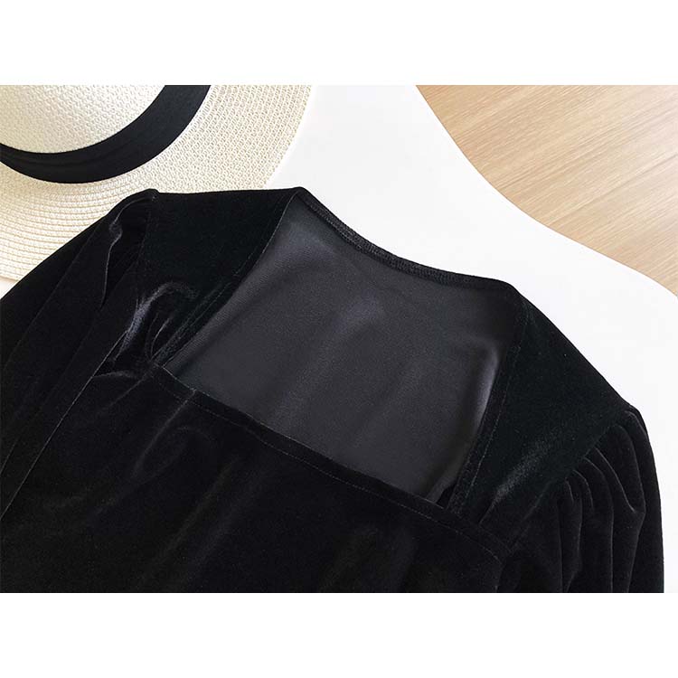 エレガント パフスリーブ 長袖 ベロア トップス