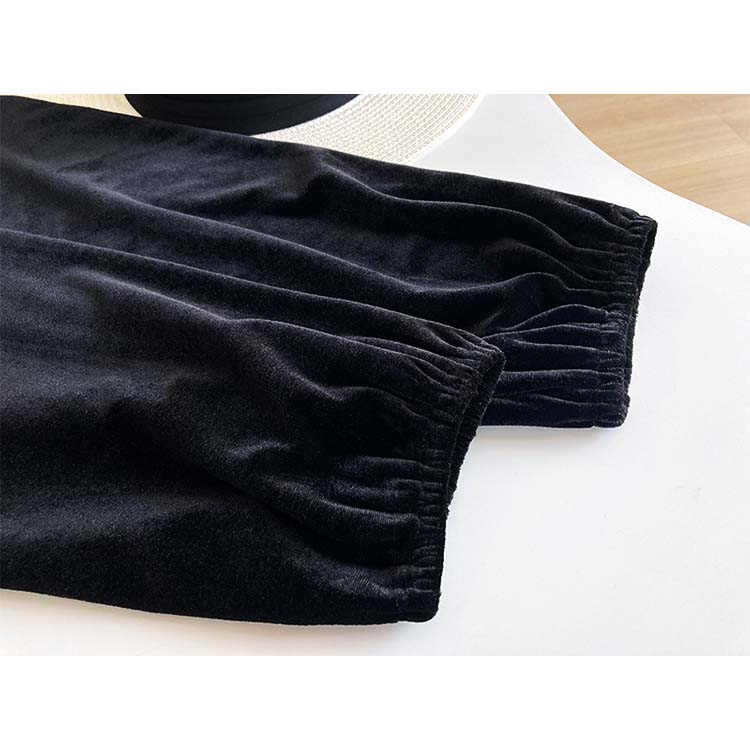 エレガント パフスリーブ 長袖 ベロア トップス