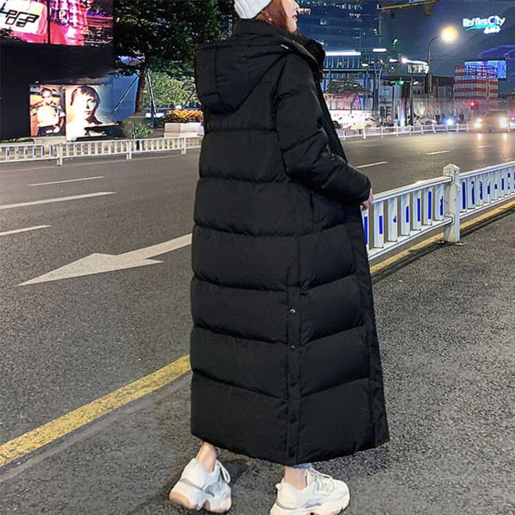 ダウン90% フード付 ロング丈 ダウン ベンチコート