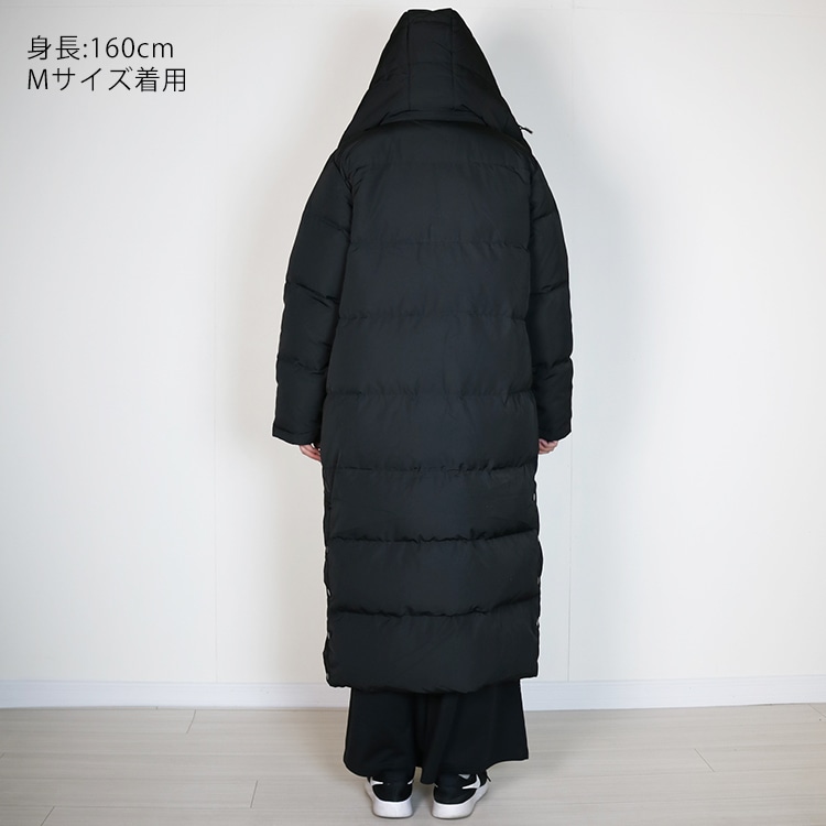 ダウン90% フード付 ロング丈 ダウン ベンチコート