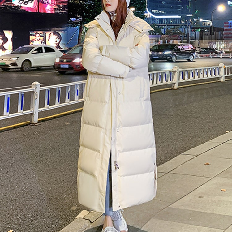 ダウン90% フード付 ロング丈 ダウン ベンチコート