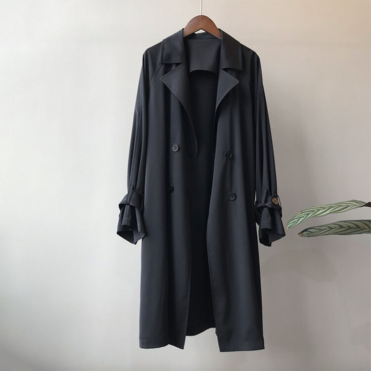 定番 シンプル ダブルボタン 薄手 トレンチコート
