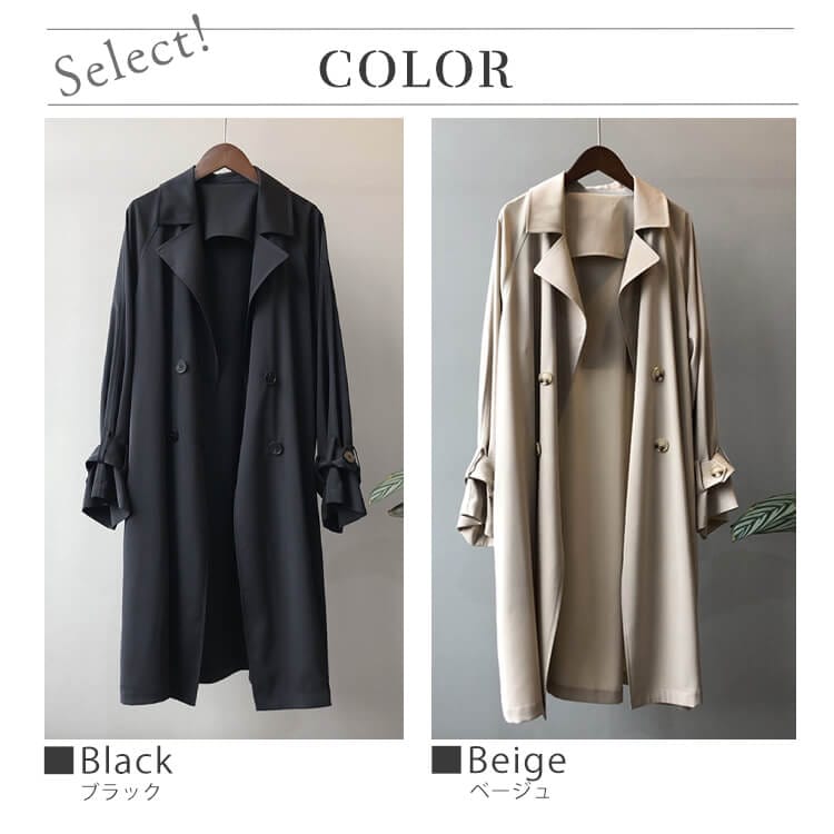 定番 シンプル ダブルボタン 薄手 トレンチコート