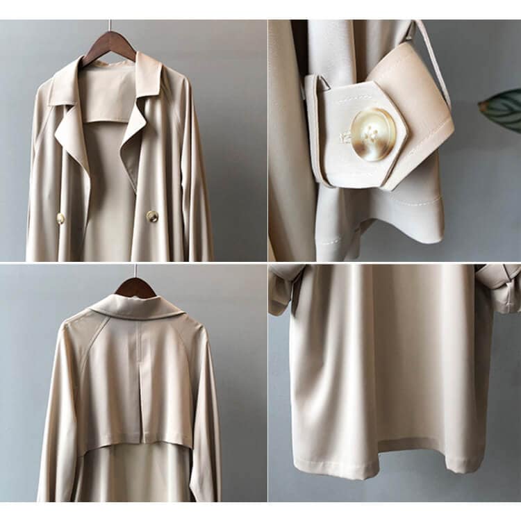 定番 シンプル ダブルボタン 薄手 トレンチコート