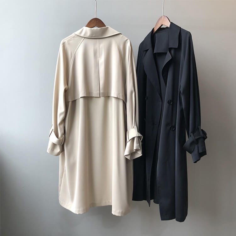 定番 シンプル ダブルボタン 薄手 トレンチコート