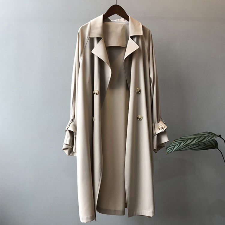 定番 シンプル ダブルボタン 薄手 トレンチコート
