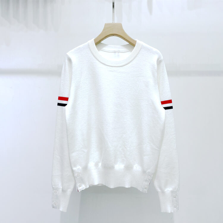 袖ライン トリコロール プルオーバー ニットトップス