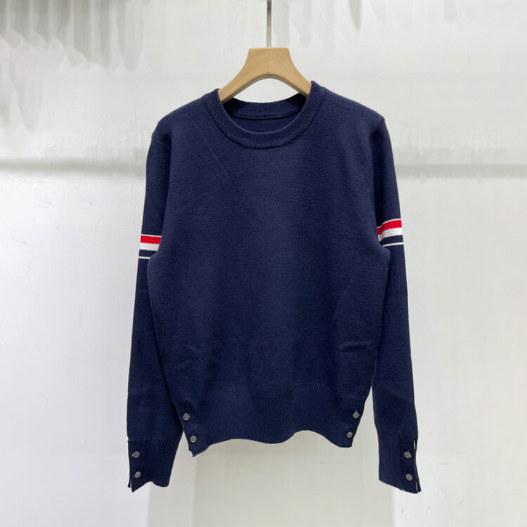 袖ライン トリコロール プルオーバー ニットトップス