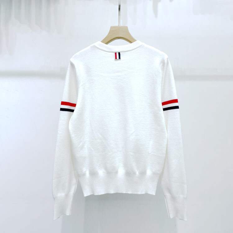 袖ライン トリコロール プルオーバー ニットトップス