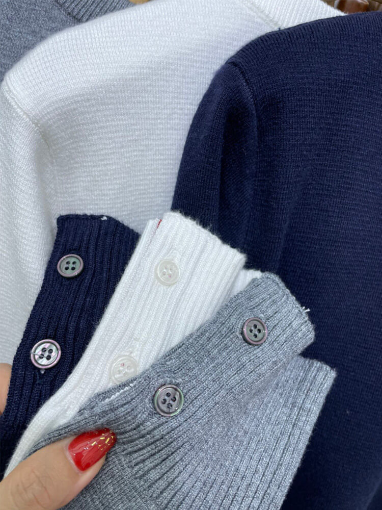 袖ライン トリコロール プルオーバー ニットトップス