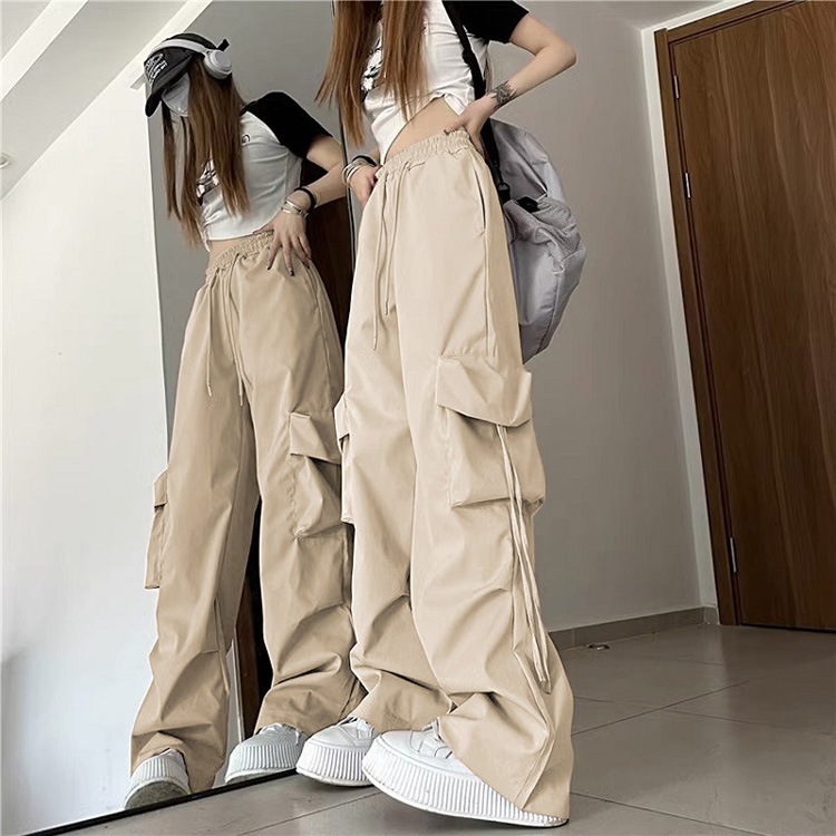 立体ポケット ゆったり ロング丈 カーゴパンツ