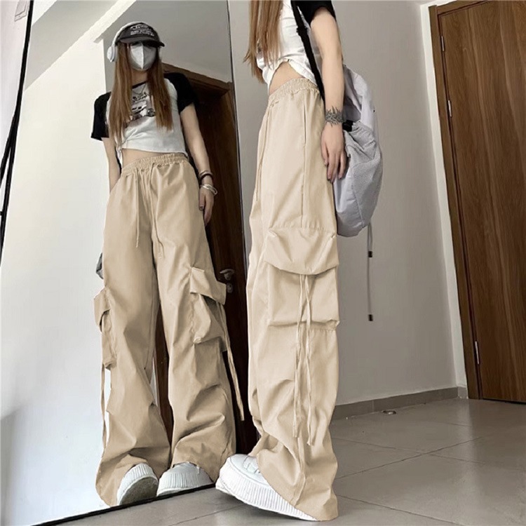 春夏 韓国 カーゴパンツ ロング M〜XL 立体ポケット ゆったり ロング丈 カーゴパンツ | レディース