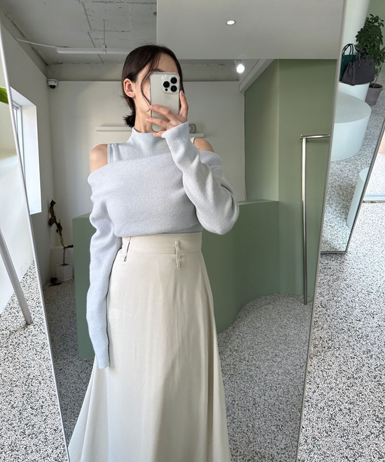 ハイウエスト エレガント ミモレ丈 フレアスカート