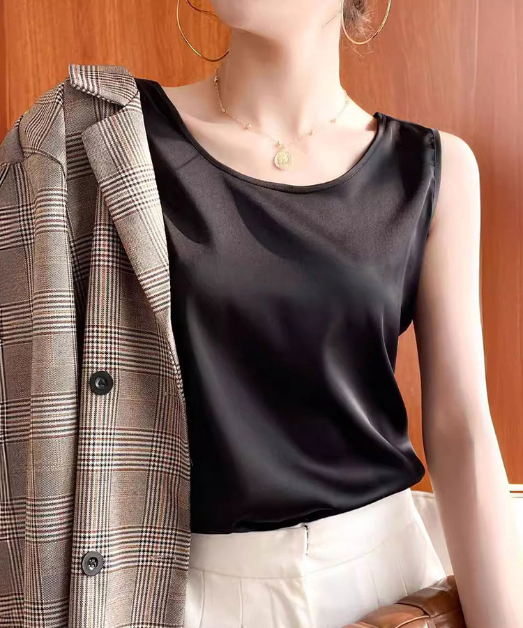 シンプルサテン インナー タンクトップ トップス