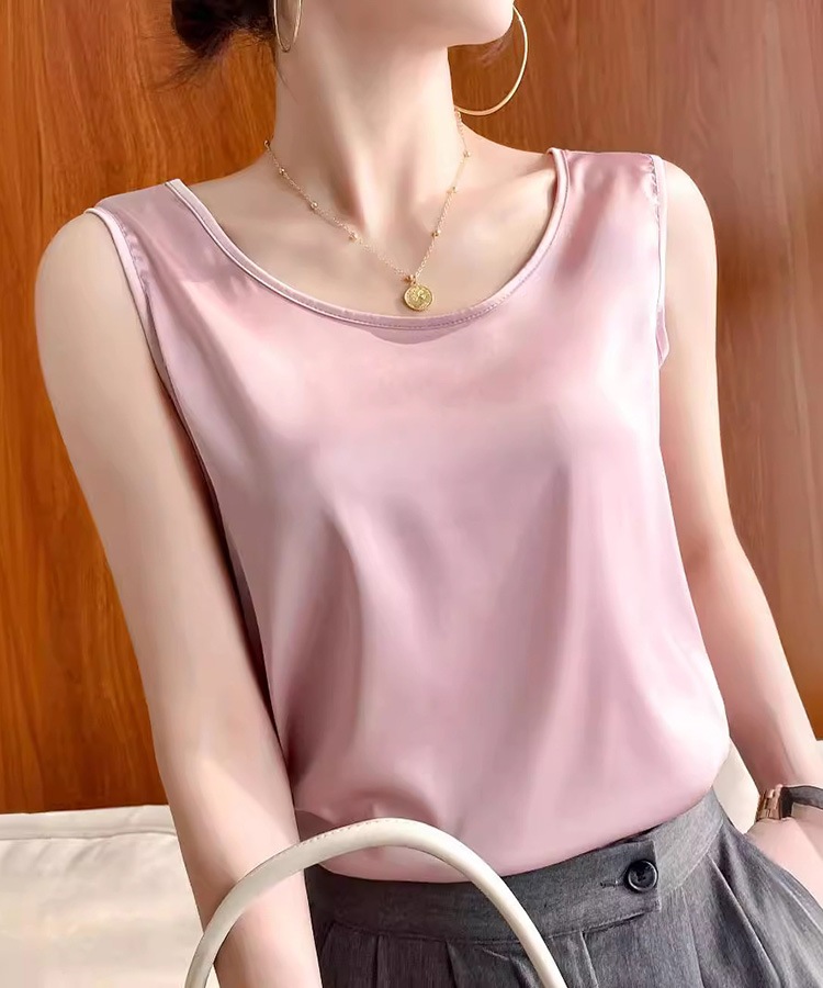 シンプルサテン インナー タンクトップ トップス
