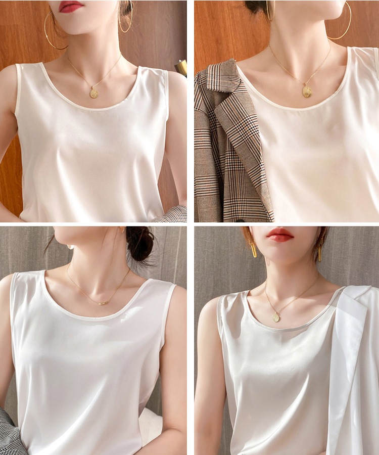 シンプルサテン インナー タンクトップ トップス