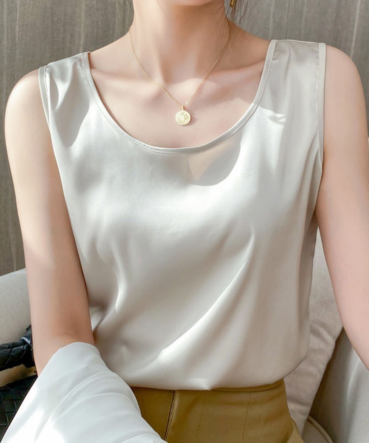 シンプルサテン インナー タンクトップ トップス