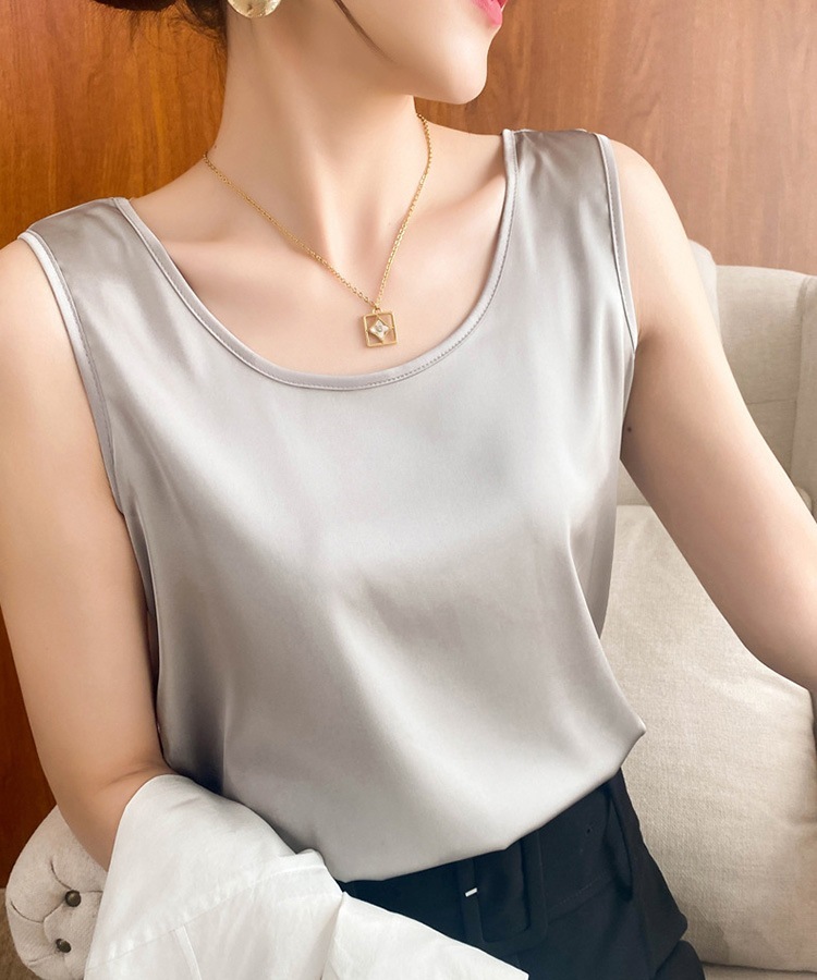 シンプルサテン インナー タンクトップ トップス