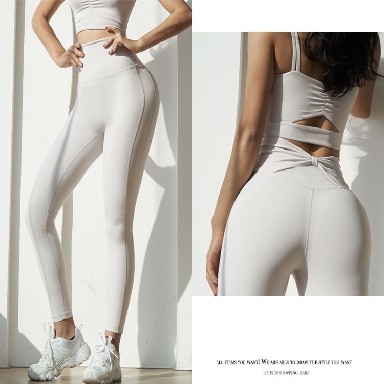 バックリボン ハイウエスト ヨガパンツ レギンス