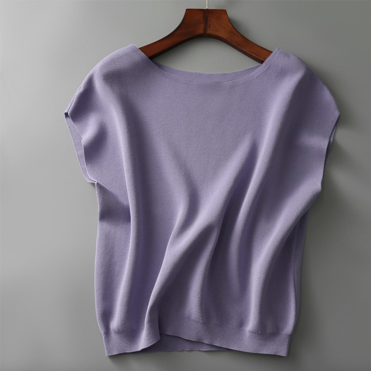 てろんと感 柔らか薄手ニット フレンチスリーブ トップス