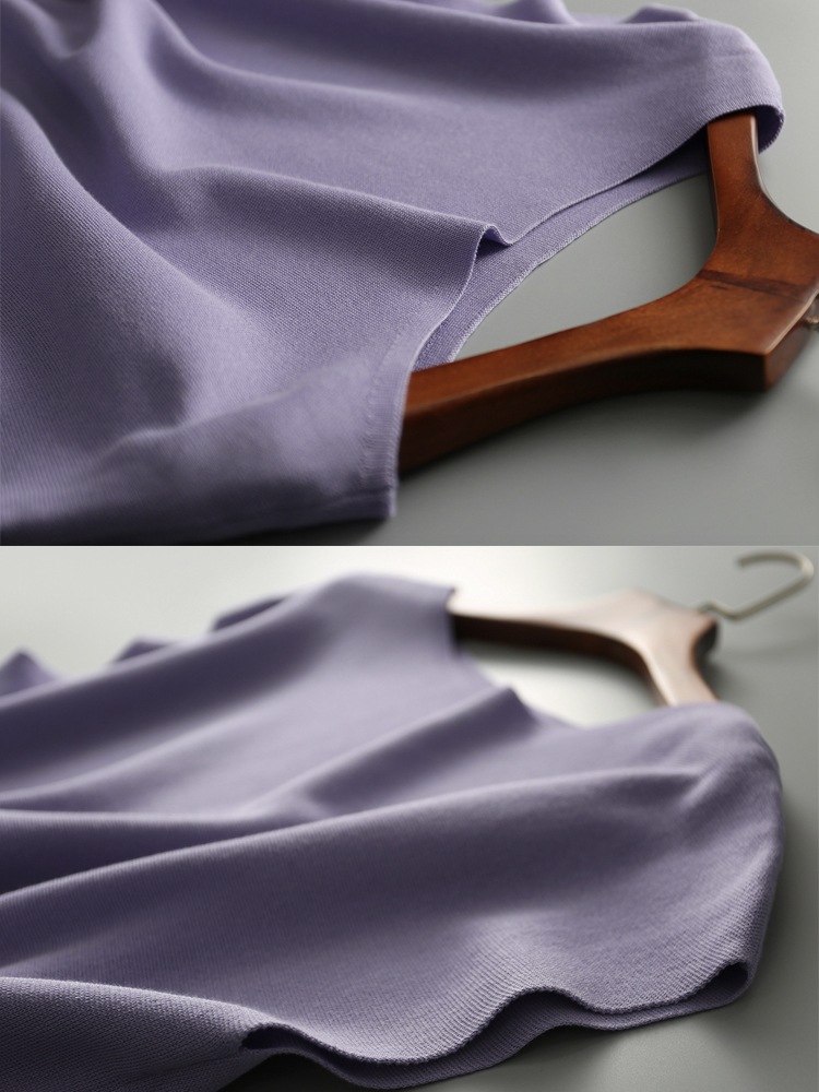 てろんと感 柔らか薄手ニット フレンチスリーブ トップス