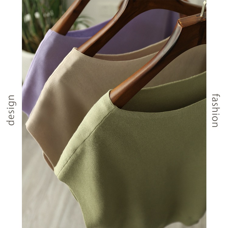 てろんと感 柔らか薄手ニット フレンチスリーブ トップス