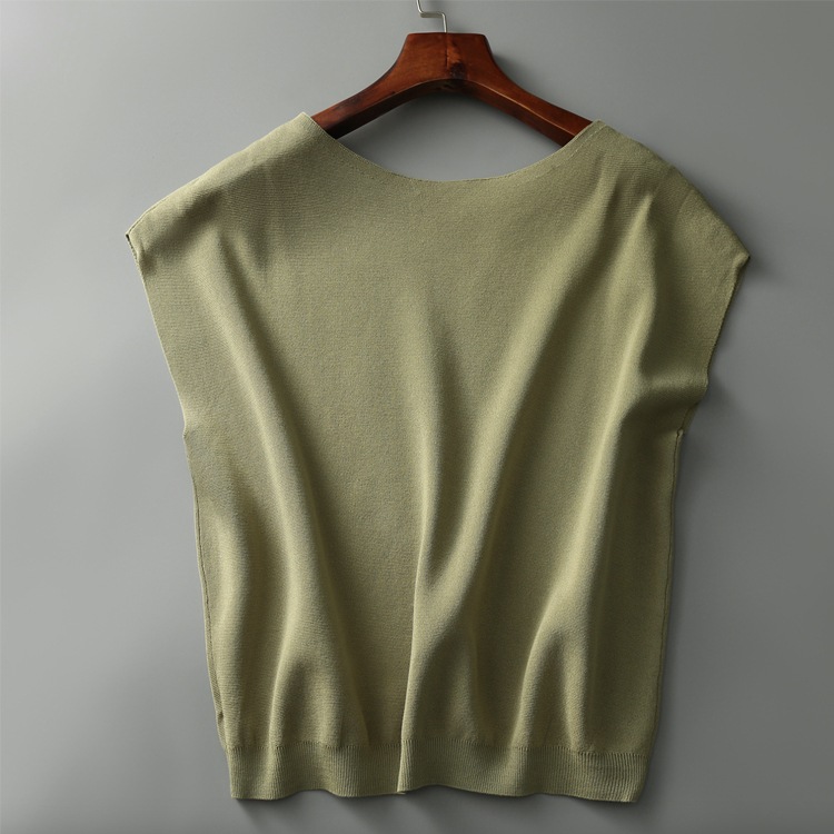 てろんと感 柔らか薄手ニット フレンチスリーブ トップス