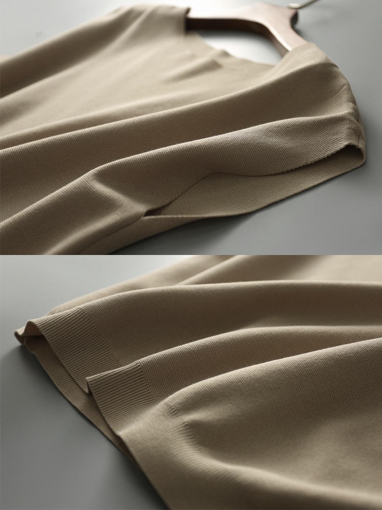 てろんと感 柔らか薄手ニット フレンチスリーブ トップス