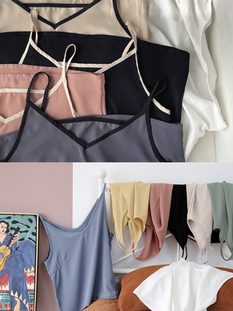 Vネック キャミソール ショートパンツ サテン ルームウエア