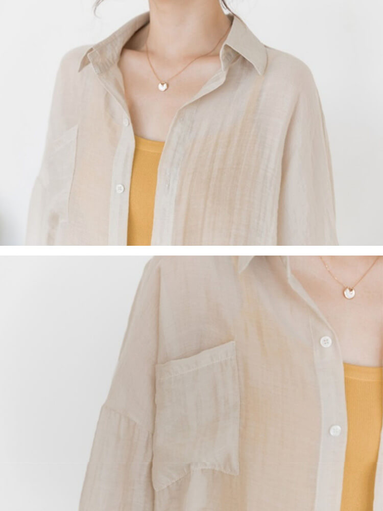 シースルー シフォン 薄手 長袖シャツ