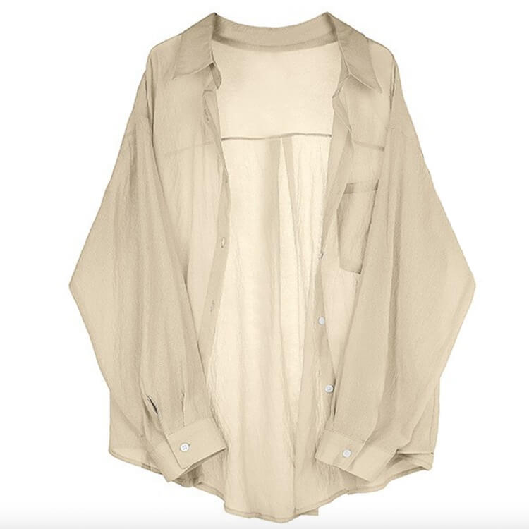 シースルー シフォン 薄手 長袖シャツ