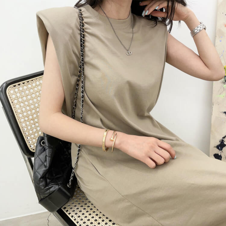 バッククロス 背中見せ Aライン ロングワンピース