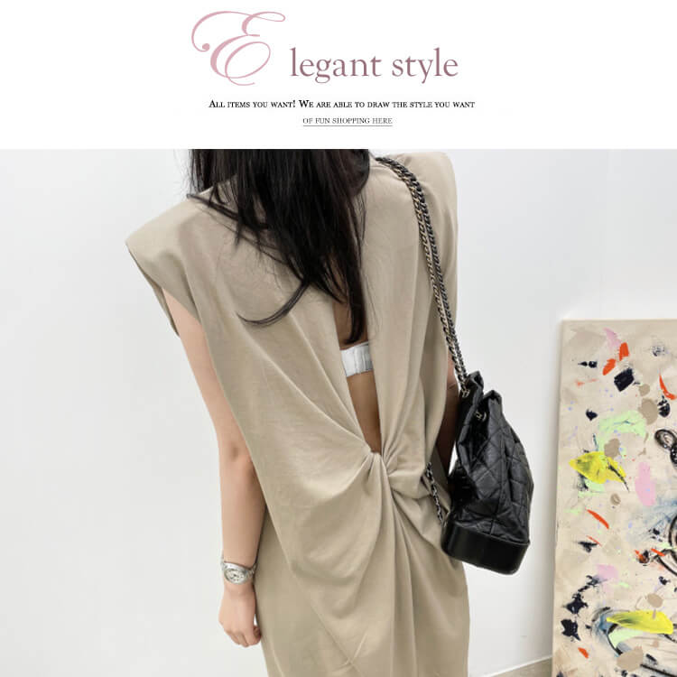 バッククロス 背中見せ Aライン ロングワンピース