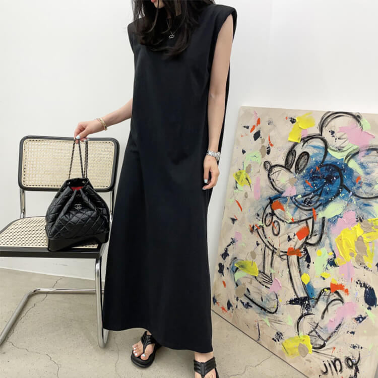 バッククロス 背中見せ Aライン ロングワンピース