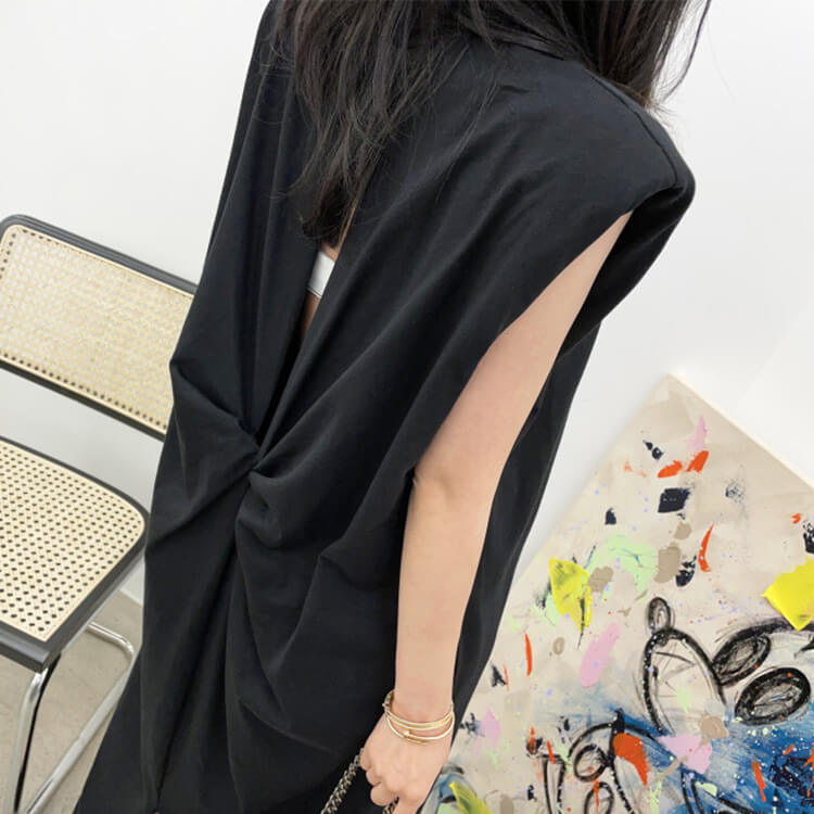 バッククロス 背中見せ Aライン ロングワンピース