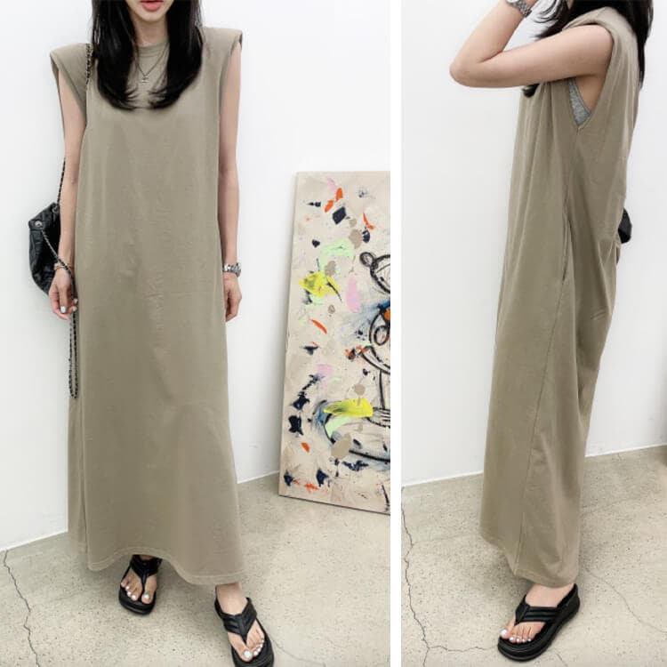 バッククロス 背中見せ Aライン ロングワンピース