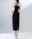 ビックリボン ワンショルダー ミモレ丈 タイトドレス